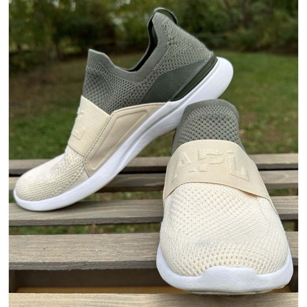 Athletic Propulsion Labs APL TechLoom Bliss Olive Green Cream Shoes /Womens 8.5 - Picture 2 of 13
